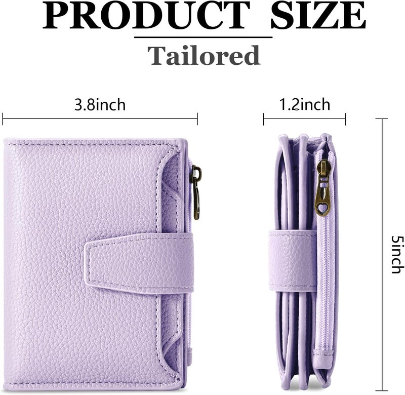 Airkit Small Wallet Women RFID Blocking Soft Leather Bifold Compact Card Holder Wallet for Women with Zipper Coin Pocket 4 ID Window - Image 3